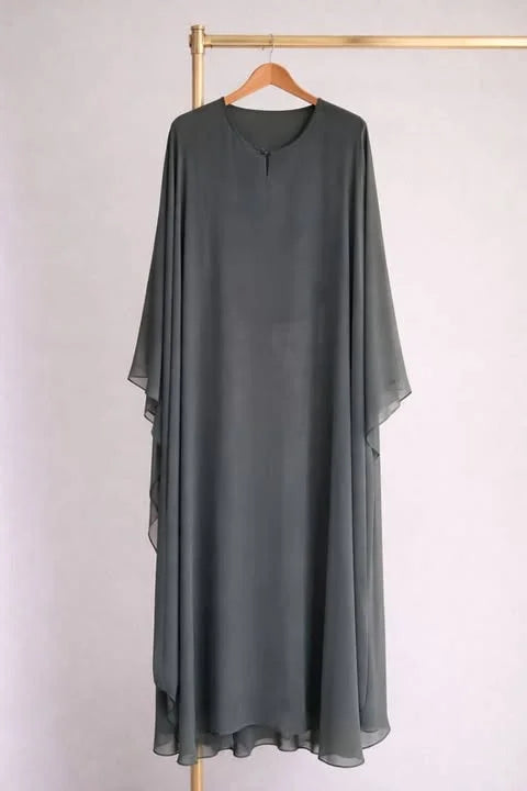 Chiffon Kaftan Style Abaya - Green