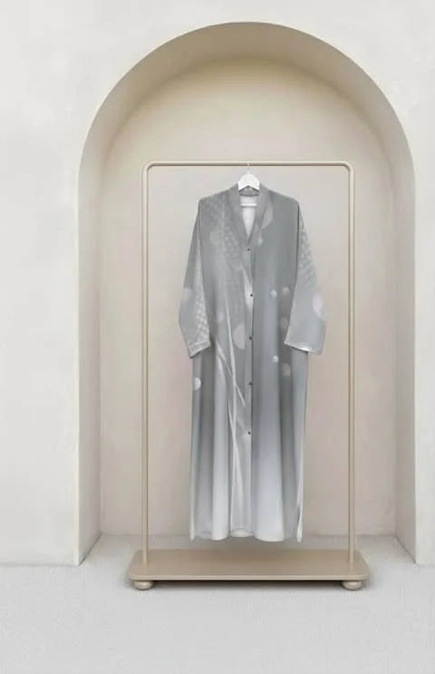 Ombre Printed Abaya - Grey
