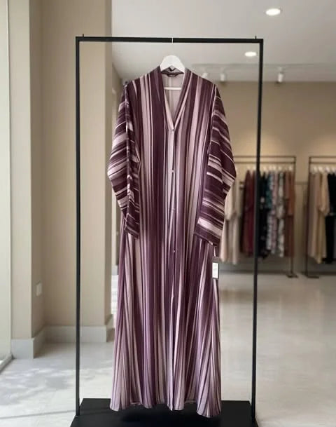 Printed Abaya with Lining Design - Maroon